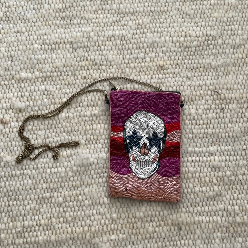 Beaded Skeleton Purse on chain strap